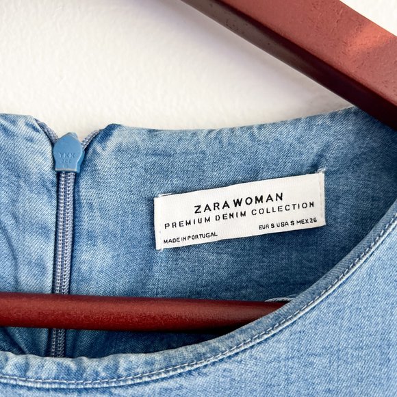 Zara denim dress ruffle sleeve - Picture 5 of 11